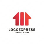 画像1: 1とIと家をモチーフにしたシンプルで見やすいロゴ (1)