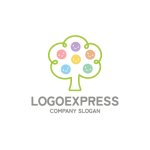 画像1: 笑顔の木とカラフルな実が彩る成長ロゴ (1)