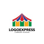 画像1: カラフルなサーカステントの楽しさロゴ (1)