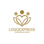 画像1: ハートと人物の優しさと成長のロゴ (1)