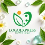 画像9: 健康と成長を育むハートと人、葉のロゴ (9)