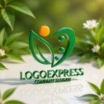 画像12: 健康と成長を育むハートと人、葉のロゴ (12)