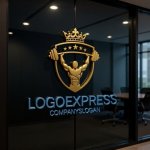 画像15: ボディビルダー、王冠と星のエンブレムロゴ (15)