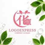 画像9: 漢字「花」とバラのエレガントロゴ (9)