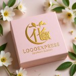 画像10: 漢字「花」とバラのエレガントロゴ (10)