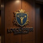 画像5: バーベルを持ち上げる人物、王冠、星が描かれたロゴ (5)