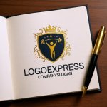 画像6: バーベルを持ち上げる人物、王冠、星が描かれたロゴ (6)