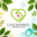 画像9: 手とハートの握手で繋がる優しさと信頼のロゴ (9)