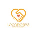 画像3: 手とハートの握手で繋がる優しさと信頼のロゴ (3)