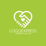 画像4: 手とハートの握手で繋がる優しさと信頼のロゴ (4)