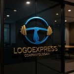 画像15: 力強くバーベルを持ち上げる腕のロゴ (15)