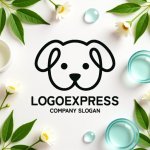 画像9: 線で描かれた可愛らしい犬のロゴ (9)