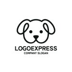 画像1: 線で描かれた可愛らしい犬のロゴ (1)