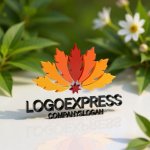 画像12: もみじの葉と星が輝くのロゴ (12)