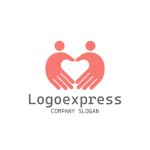 画像1: ハートと手の人々のつながりのロゴ (1)