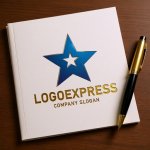 画像6: 立体的な星と中心の輝きが示すのロゴ (6)