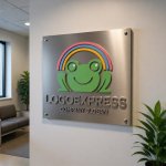 画像14: 笑顔のカエルと虹のロゴ (14)