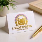 画像16: 笑顔のカエルと虹のロゴ (16)