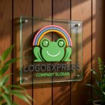 画像11: 笑顔のカエルと虹のロゴ (11)