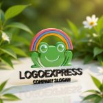 画像12: 笑顔のカエルと虹のロゴ (12)