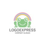 画像1: 笑顔のカエルと虹のロゴ (1)