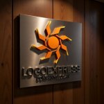 画像5: 輝く太陽と放射状の光が示すのロゴ (5)