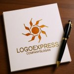 画像6: 輝く太陽と放射状の光が示すのロゴ (6)