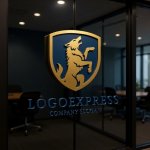 画像15: 雄叫びを上げる狼と盾の高級感ロゴ (15)