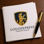 画像6: 雄叫びを上げる狼と盾の高級感ロゴ (6)