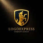 画像12: 雄叫びを上げる狼と盾の高級感ロゴ (12)