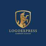 画像4: 雄叫びを上げる狼と盾の高級感ロゴ (4)