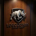 画像5: 盾とサイの力強いロゴ (5)