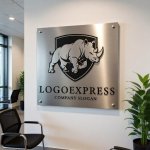 画像7: 盾とサイの力強いロゴ (7)