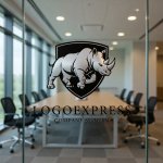 画像9: 盾とサイの力強いロゴ (9)