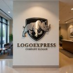 画像10: 盾とサイの力強いロゴ (10)