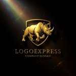 画像12: 盾とサイの力強いロゴ (12)