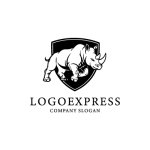 画像1: 盾とサイの力強いロゴ (1)