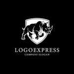 画像4: 盾とサイの力強いロゴ (4)