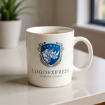 画像16: 力強く堂々としたサイと盾のエンブレムロゴ (16)