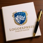 画像6: 力強く堂々としたサイと盾のエンブレムロゴ (6)