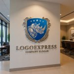 画像10: 力強く堂々としたサイと盾のエンブレムロゴ (10)