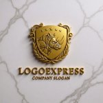 画像13: 力強く堂々としたサイと盾のエンブレムロゴ (13)