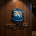 画像5: 雄大な山々と王冠が輝くの紋章ロゴ (5)