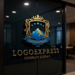 画像15: 雄大な山々と王冠が輝くの紋章ロゴ (15)