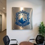 画像7: 雄大な山々と王冠が輝くの紋章ロゴ (7)