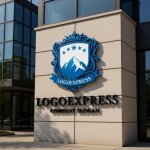 画像8: 雄大な山々と王冠が輝くの紋章ロゴ (8)