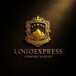 画像12: 雄大な山々と王冠が輝くの紋章ロゴ (12)