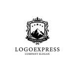 画像3: 雄大な山々と王冠が輝くの紋章ロゴ (3)