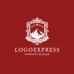 画像4: 雄大な山々と王冠が輝くの紋章ロゴ (4)