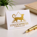 画像16: 三角形とエレガントな猫のロゴ (16)